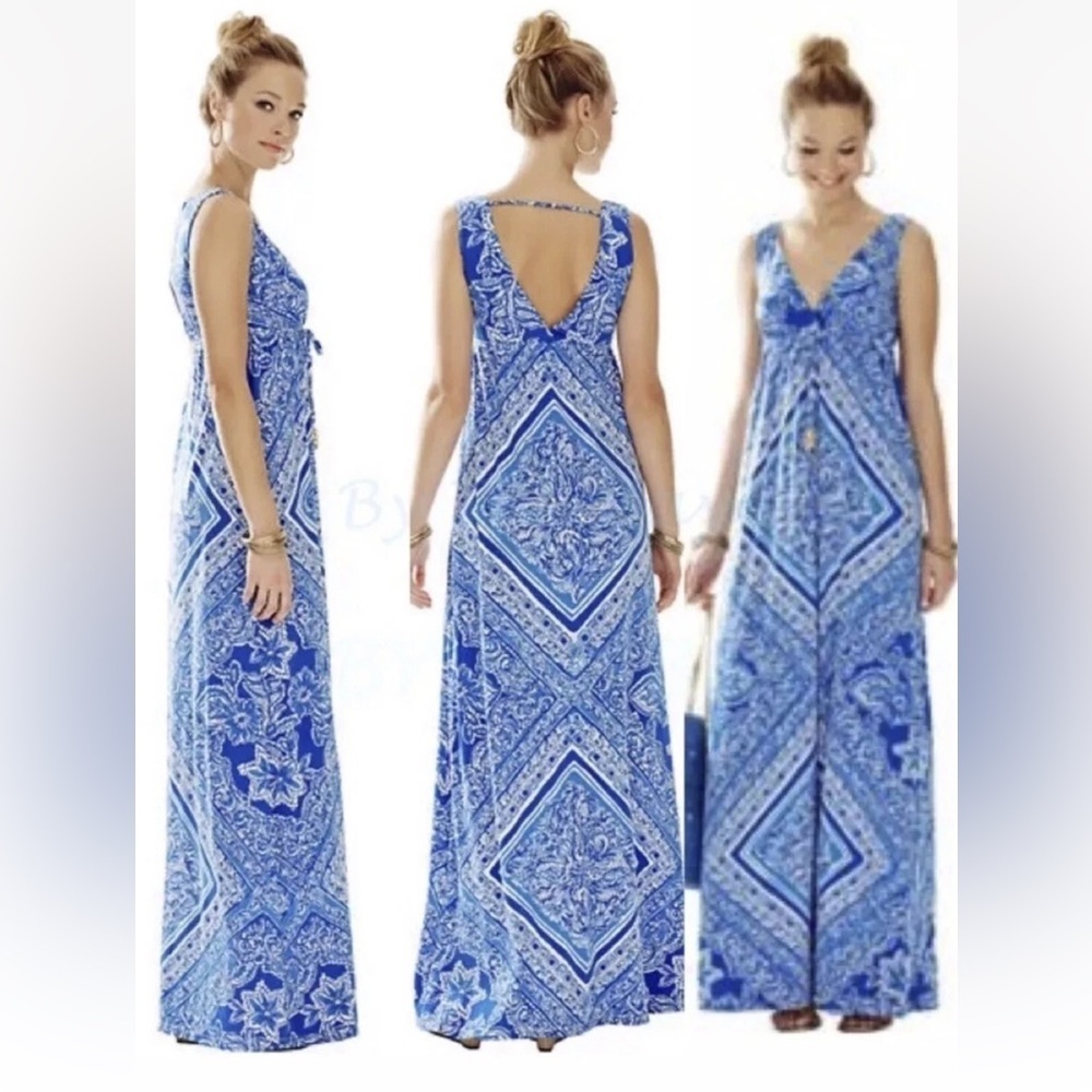 Lilly Pulitzer Tang Flocking Fabulous Serena Maxi Dress M - Picture 3 of 8